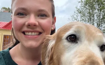 Amanda LoCoco and her dog, Gracie, who used to be a breeder dog at a puppy mill in Pennsylvania. 